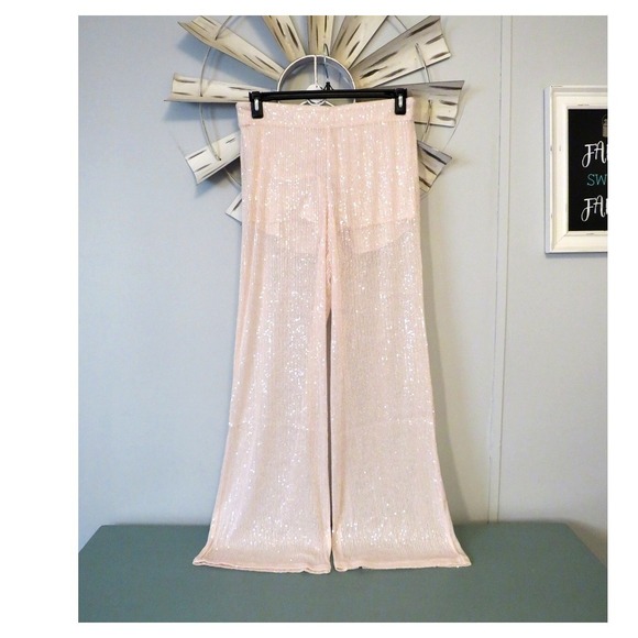 wild fable Pants - NWT Wide Leg Blush Pink Holiday Sequin Pants - Wild Fable Size Large